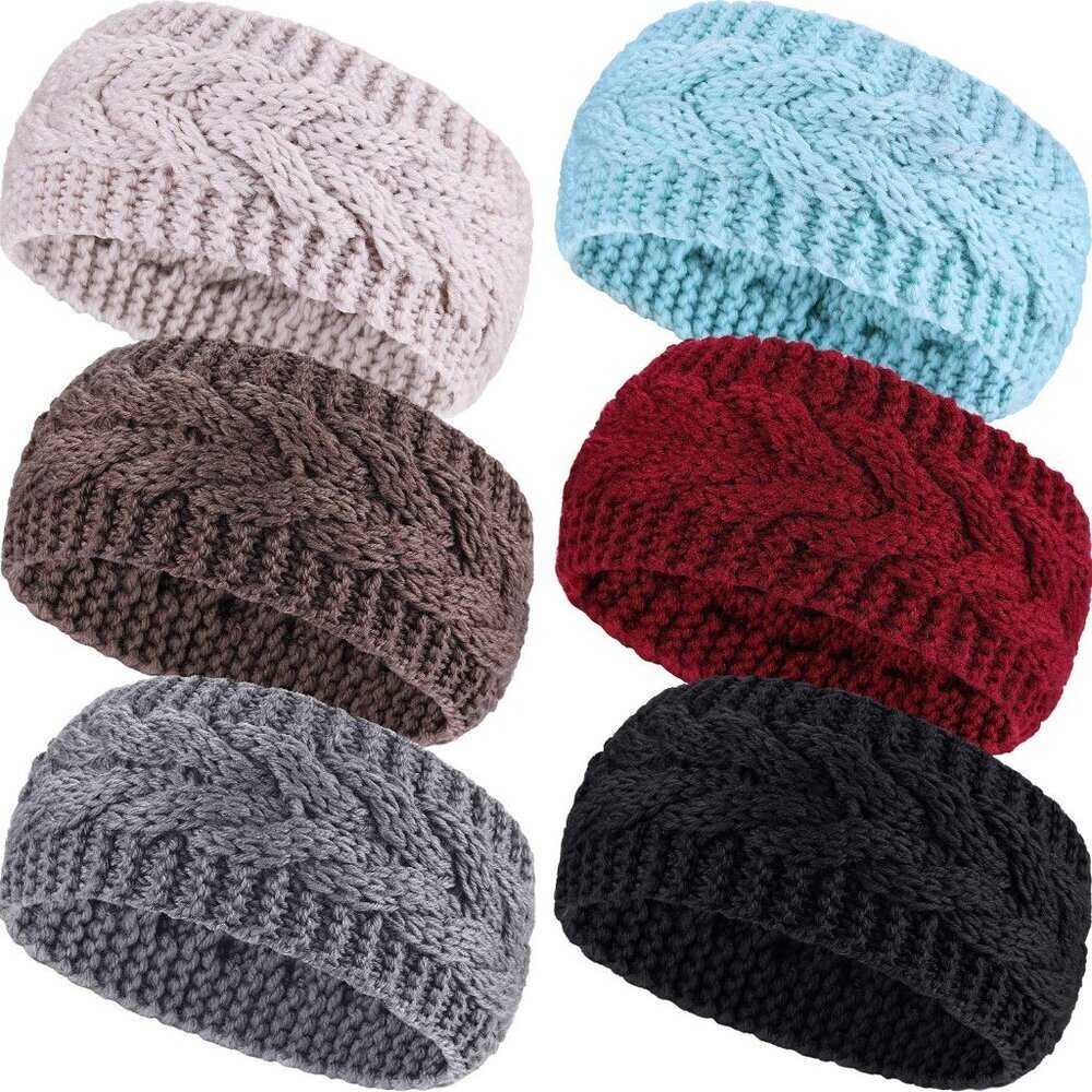 Knit Headbands Winter 6-Pack Women Cable Knot Ear Warmers